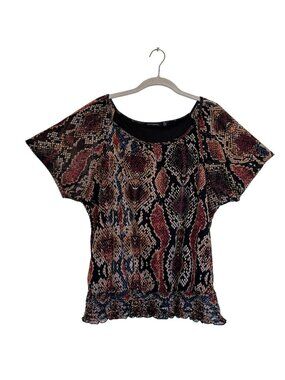 Notations Women's Pullover Multicolor Print Short Sleeve Top - Size XL
